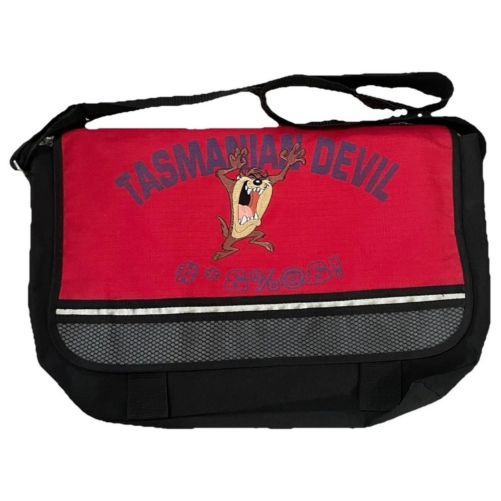 Y2K Taz Messenger Bag Looney Tunes Tasmanian Devil Red Black VTG